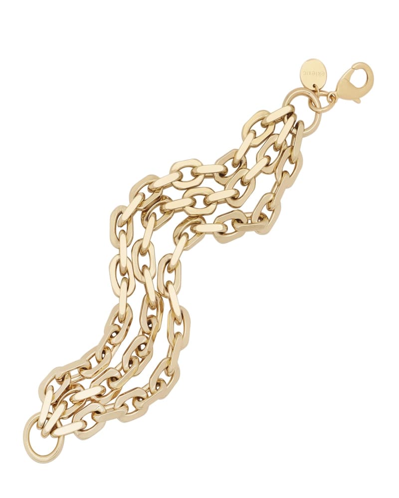 Front of a size 6" Triple Lennon Bracelet 6" Gold in Gold by Eklexic. | dia_product_style_image_id:282323